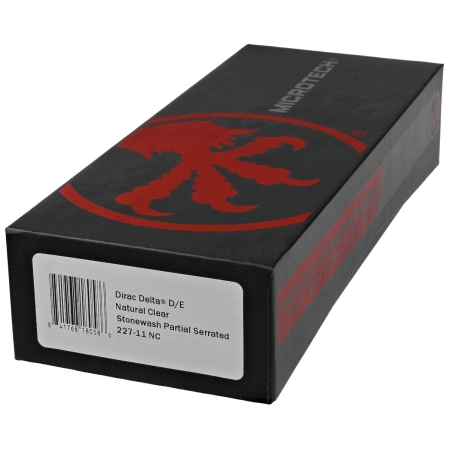 Dirac Delta D/E OTF Knife Natural Clear Aluminum, Stonewashed P/S M390 by Tony Marfione (227-11NC)