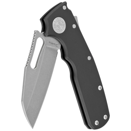 Demko Shark Cub Shark Foot Knife, Black Aluminum, Stonewashed CPM 20CV by Andrew Demko (SC-20CV-AL-SF)