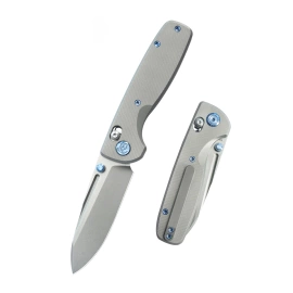 Kubey Bluff Knife Grey Titanium, Sandblasted CPM S35VN by Garet Caronna (KB383C)
