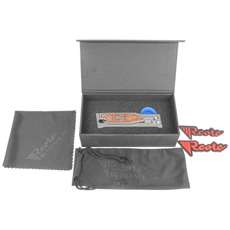 Nóż grawitacyjny Reate Mini EXO OTF Gravity T/E Bead Blasted Titanium/Burlap Micarta, Stonewashed CPM 3V