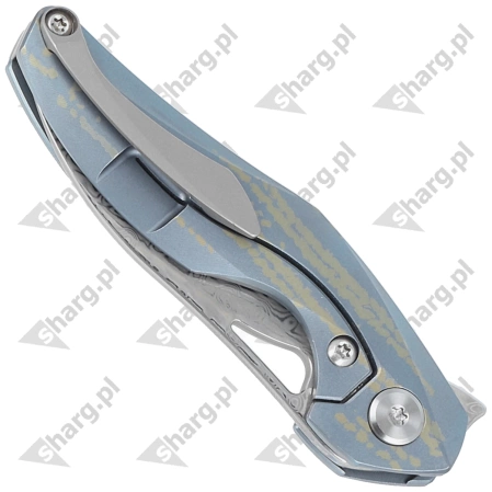Nóż na szyję Bestech The Reticulan Blue / Colorful Titanium, Damascus by Elijah Isham (BT1810L)