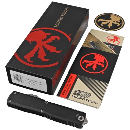 Nóż automatyczny OTF Microtech Ultratech Gen III ZBP T/E Black Aluminium, Apocalyptic M390MK by Tony Marfione (1123-10AP)