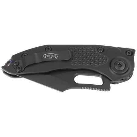 Microtech Stitch-A S/E Automatic Knife Black Aluminum, Blue Ti HW, Black M390 by Borka Blades and Tony Marfione (169-1BK-A1TI)