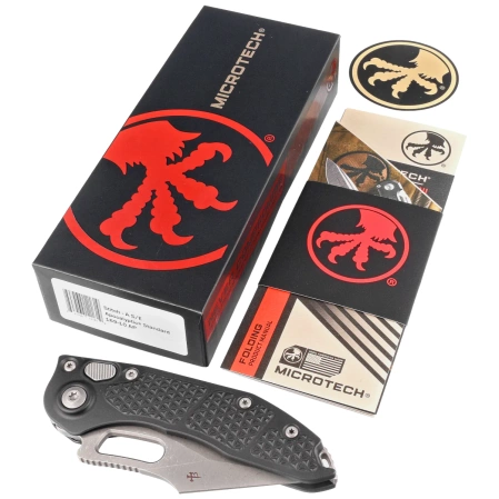 Nóż automatyczny Microtech Stitch-A S/E Black Aluminum, Apocalyptic M390 by Borka Blades and Tony Marfione (169-10AP)
