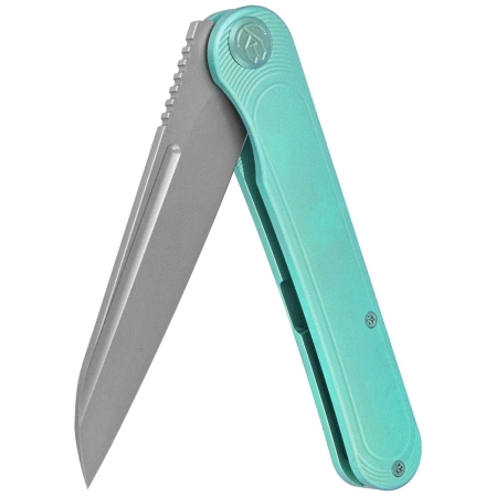 Kubey Dandy Knife Green Titanium, Sandblasted CPM S90V by Maksym Tkachuk (KB247F)