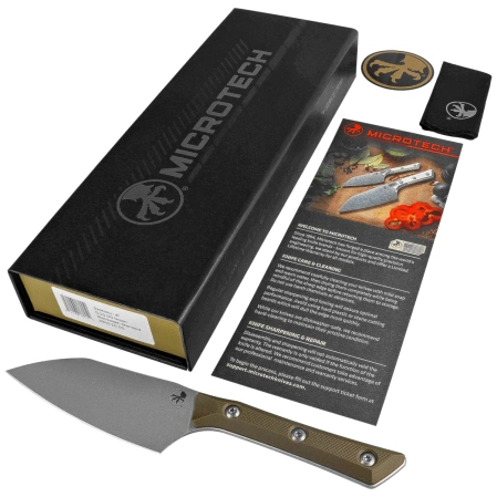 Microtech Santoku Knife 4.2'' OD Green G10, Stonewashed M390MK (3300-10OD)