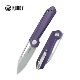 Nóż składany Kubey Royal Purple G10, Stonewashed 14C28N by Colin Maisonpierre (KU321U)