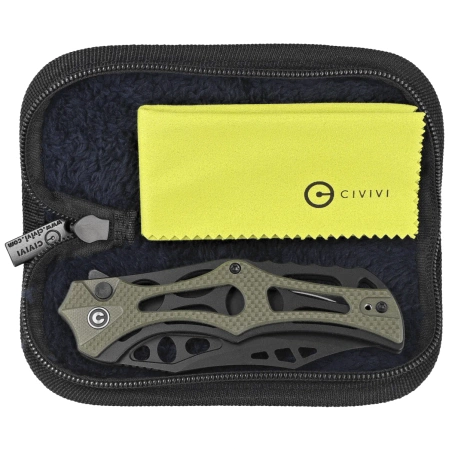 Civivi Biophase Knife Black Aluminum/OD Green G10, Black Stonewashed Nitro-V (C23083C-2)