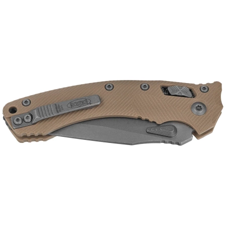 Microtech Amphibian Ram-Lok S/E Knife Fluted Tan G-10, Apocalyptic P/S M390MK by Tony Marfione (137RL-11APFLGTTA)