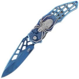 Herbertz CJH Knife 3D Spider Blue Titanium Steel, Blue Titanium 420 (44097)