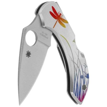 Nóż składany Spyderco Dragonfly Tattoo Stainless, Satin Plain VG-10 by Sal Glesser (C28PT)