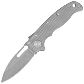 Nóż składany Demko AD20.5 Slicer Shark Milled Titanium, Stonewashed CPM 3V by Andrew Demko (AD20.5-3V-Milled TI-SS)