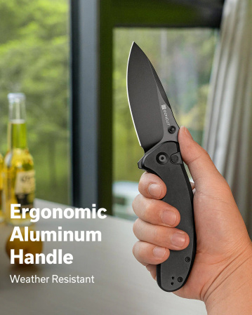 Sencut Cybrix Black Aluminum Knife, Black 9Cr18MoV (S23098A-1)