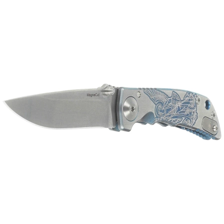 Spartan Blades Harsey Folder 3.25 Saint Michael Special Edition Gray Titanium, Gray HW, Stonewashed MagnaCut by William W. Harsey (SF10 Custom St Michael)