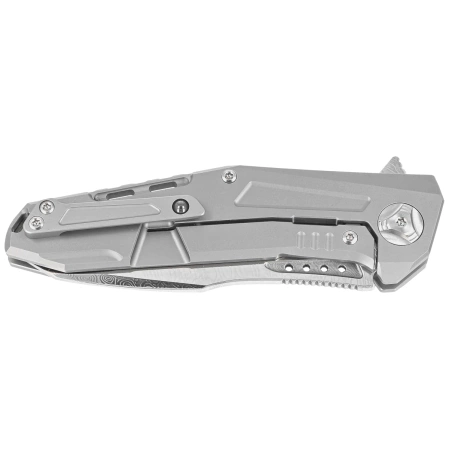 Reate K-3 Tanto Grey Titanium/Carbon Fiber, Damasteel Damascus