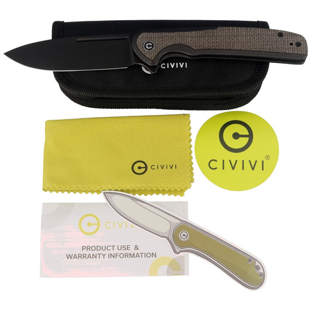 CIVIVI Knife Voltaic Stainless / Green Micarta, Black Stonewashed 14C28N (C20060-3)