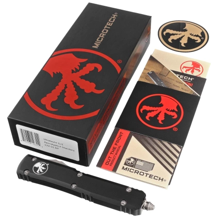 Nóż automatyczny OTF Microtech Ultratech D/E Black Aluminium, Apocalyptic M390 by Tony Marfione (122-10AP)