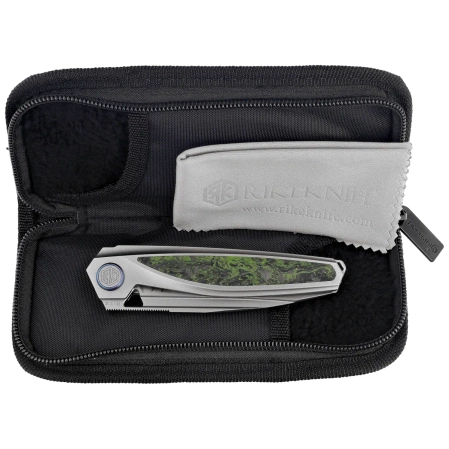 Nóż składany Rike Knife Baidi T Titanium/Green Carbon Fiber, Bead Blasted M390 (RK-Baidi-T-P/GCF)