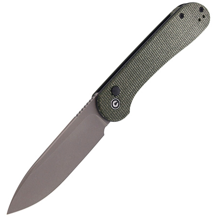 CIVIVI Knife Button Lock Elementum Dark Green Micarta, Gray Stonewashed (C2103C)