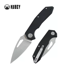 Kubey Coeus KU122U Knife Black G10, Stonewashed 14C28N