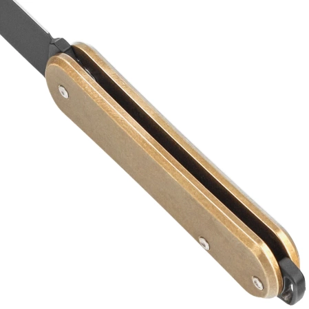 Fox Vulpis Brass, Black Top Shield M390 Pocket Knife (FX-VP108 OTB)