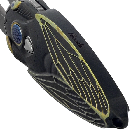 Rike Knife RK Cicada-DG Dark Gray / Gold Titanium, Bead Blasted M390