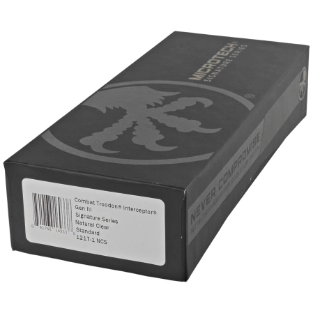 Microtech Combat Troodon Gen III Interceptor Signature OTF Knife Natural Clear Aluminum, Black M390MK by Tony Marfione (1217-1NCS)