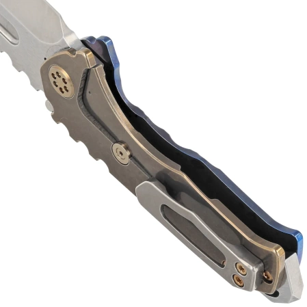 Medford Praetorian Genesis T Drop Point, Blue Titanium, Bronze HW, Std Clip, NP3 Breaker, Tumbled S45VN (MK029STD-37A1-T1CS-BN)
