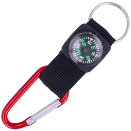 Martinez Albainox Snap Hook Key-Ring with Compass, Red Aluminum (09896-RD)