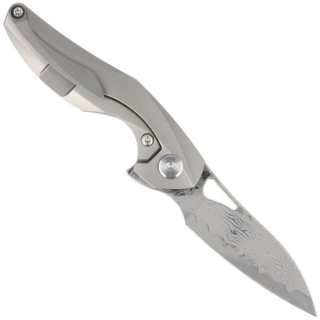 Bestech The Reticulan Neck Knife Grey Titanium, Damascus by Elijah Isham (BT1810G)