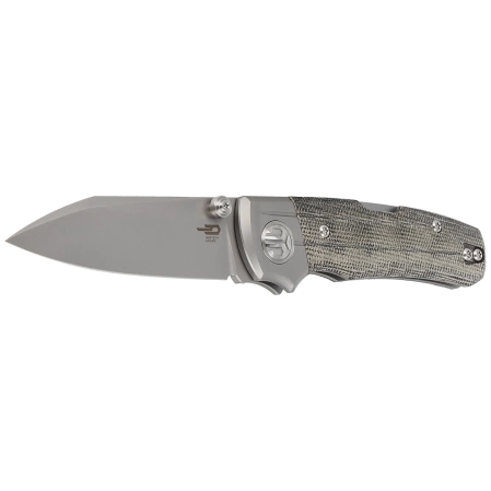Nóż składany Bestech Tonic Grey Titanium/Black Canvas Micarta, Bead Blast Stonewashed M390 by Colin Maisonpierre (BT2204A)