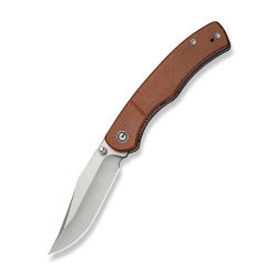 Civivi Clingman Knife Brown Canvas Micarta, Satin Nitro-V by Taylor Martin Best Damn EDC (C23065-3)