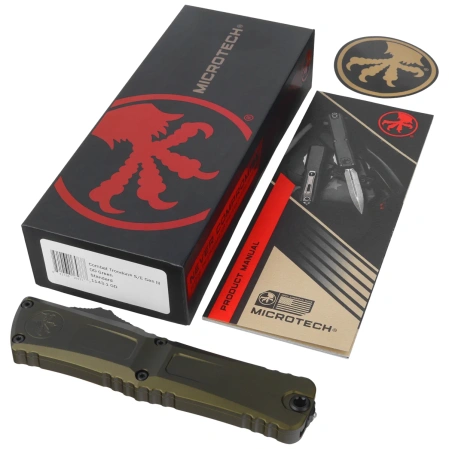 Microtech Combat Troodon Gen III S/E OTF Knife OD Green Aluminum, Black M390MK by Tony Marfione (1143-1OD)