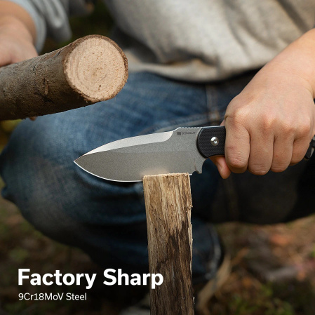 Sencut Toxodon Knife Black G10, Stonewashed 9Cr18MoV (S24036-1)