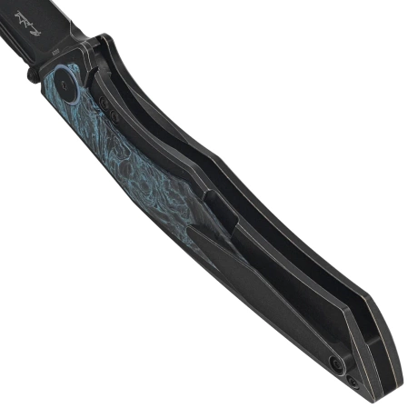 Bestech Togatta Black Titanium/Black-Blue Carbon Fiber Knife, Black Stonewashed M390 by Koens Craft (BT2102H)