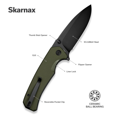 Nóż składany Sencut Skarnax OD Green G10, Black 9Cr18MoV (S24025-2)