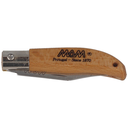 MAM Iberica Mini Keychain Knife, Light Beech Wood, Inox HW, Satin 420 (2001-LW)