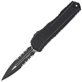 Microtech Cypher II D/E OTF Knife Black Aluminum, Tactical P/S M390MK by Deryk Munroe and Tony Marfione (1242-2T)