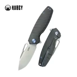 Kubey Tityus KB360E Knife Flamed Titanium, Bead Blasted 14C28N