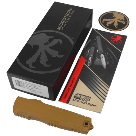 Microtech Luminary ZBP D/E Signature OTF Knife Cerakote RAL-8000 Aluminum, Cerakote RAL-8000 M390MK by Tony Marfione (1270-1CRAS)