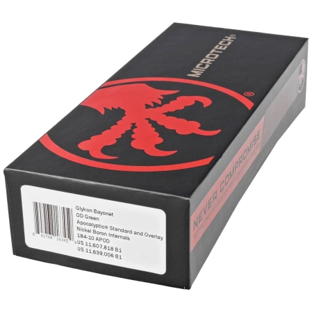 Microtech Glykon Bayonet OD Green Aluminum/Apocalyptic Titanium, Apocalyptic M390 by Tony and Sean Marfione OTF automatic knife (184-10APOD)