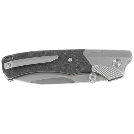 Remette WD107 Knife Gray Titanium/Carbon Fiber, Hand Grinding Pearlescent M390