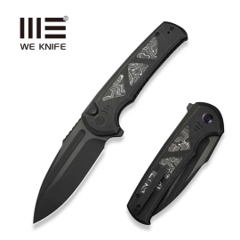 Nóż składany WE Knife Sylox Black Titanium/Aluminum Foil Carbon Fiber, Black Stonewashed/Black Brushed M390 (WE24027-1)