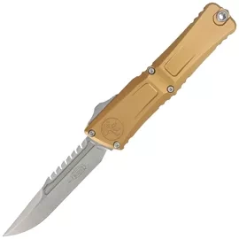 Microtech Combat Troodon Gen III Interceptor Signature OTF Knife Tan Aluminum, Stonewashed M390MK by Tony Marfione (1217-10TAS)