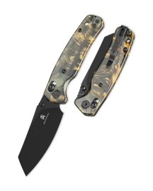 Bestechman Cicada's Wing Knife Dark Gold Resin, Black PVD 10Cr15MoV (BMK06S)