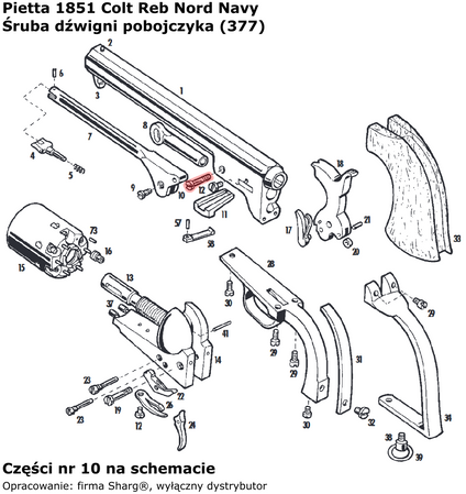 Cylinder lever bolt Pietta 1851 Colt Navy (377)