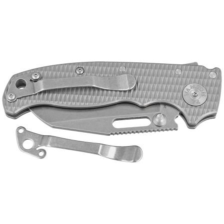 Demko AD20.5 Shark Foot Knife Milled Titanium, Stonewashed CPM 20CV by Andrew Demko (205-20CV-TI-TEX-SF)