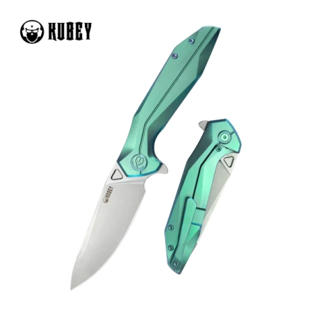 Nóż składany Kubey Nova FL KB235H Green Titanium, Bead Blasted 14C28N
