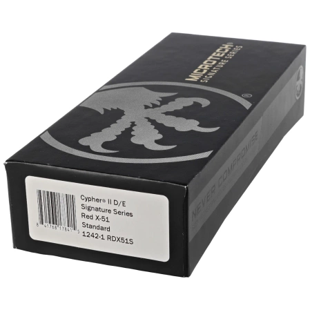 Microtech Cypher II D/E Signature OTF Knife Red X-51 Aluminum, Distressed Black M390MK by Deryk Munroe and Tony Marfione (1242-1RDX51S)