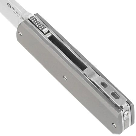 Maserin 410 Silver Grey Titanium, Satin Elmax by Bruno Bruna Knife (410/T)